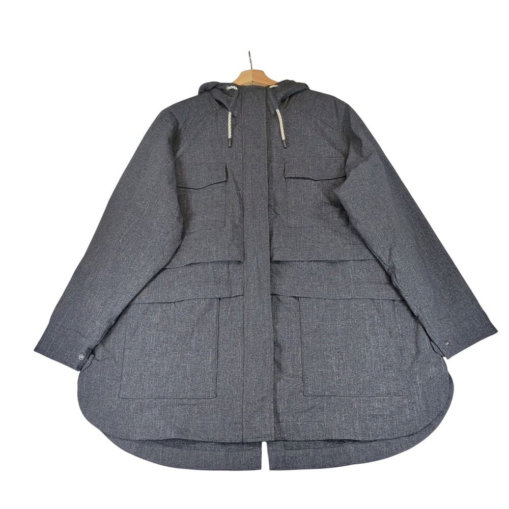 Duluth Trading Co Womens Mist Master Jacket 2.0 Gray Hooded Rain Parka 2X 91601